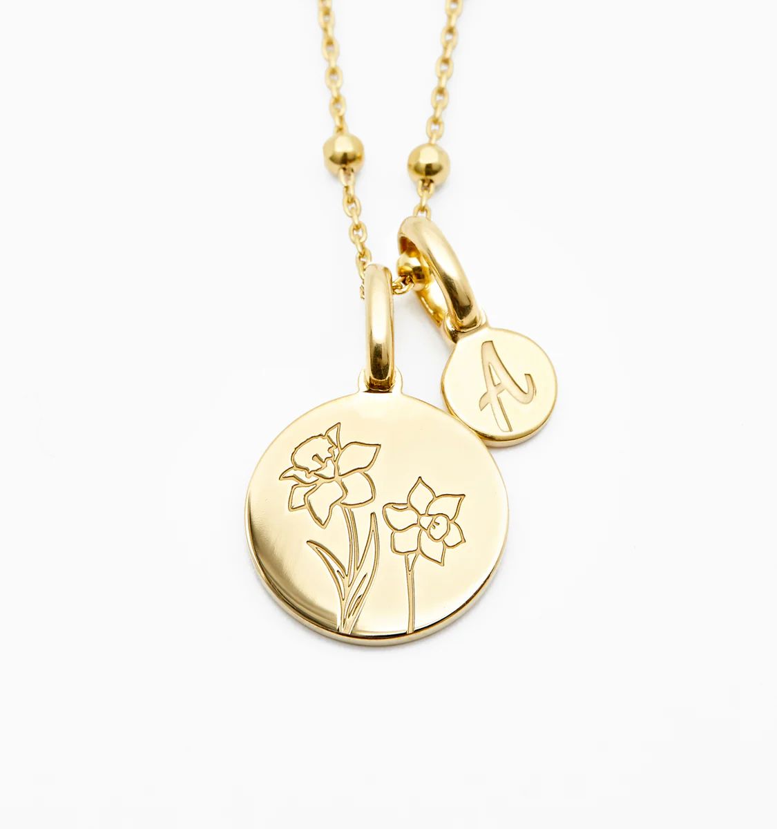 Daffodil Necklace With Initial - March Flower | Rellery