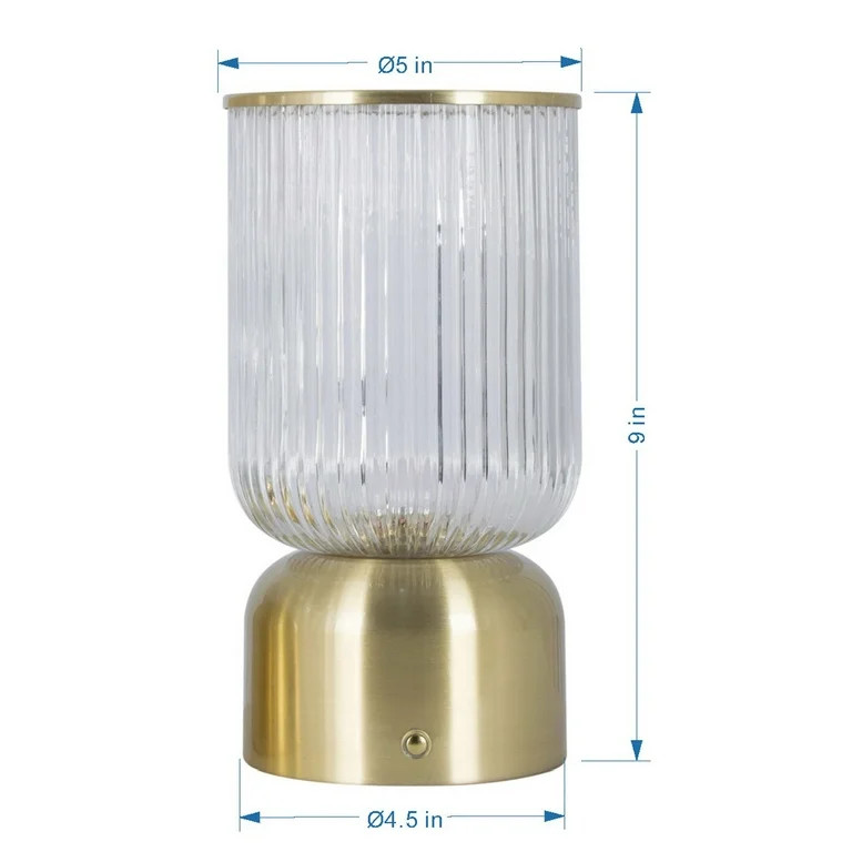 Better Homes & Gardens 9 inch Height Glass Uplight, Touch switch, USB-C Charging Cable included | Walmart (US)