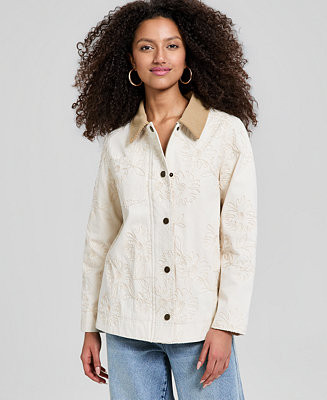 Women's Cotton Embroidered Barn Jacket | Macy's