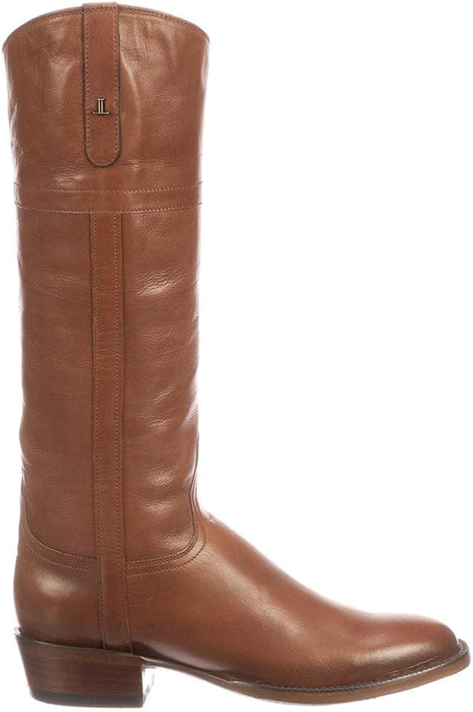 Lucchese Womens Riley Riding Boots Knee High Low Heel 1-2" - Brown | Amazon (US)