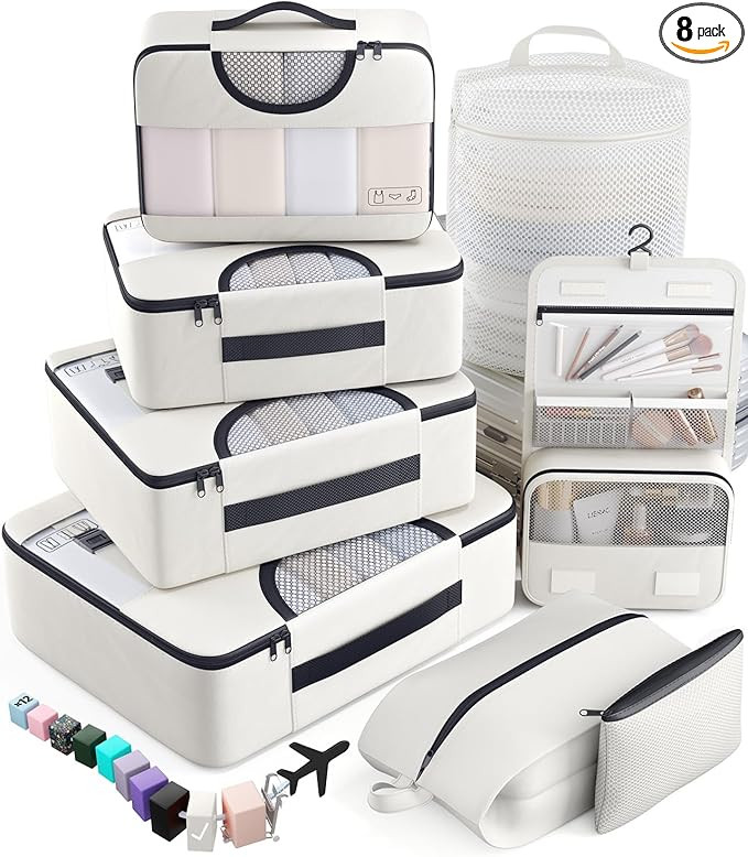 Veken 8 Set Packing Cubes for Travel Essentials, Suitcase Organizer Bags in 4 Sizes, Carry-On Lug... | Amazon (US)