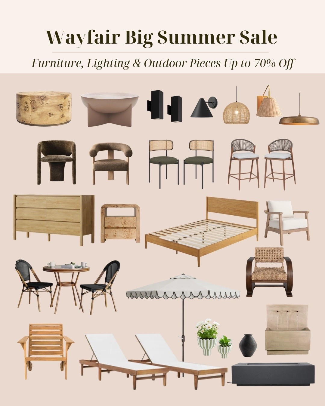 Wayfair's Big Summer Sale is live with discounts up to 70% off. Pulled together a mix of furniture, lighting, outdoor pieces, and home decor currently included in the sale. Sale ends tonight. Linked all items below. 

#Wayfair #SummerSale

#LTKActive #LTKSaleAlert #LTKHome