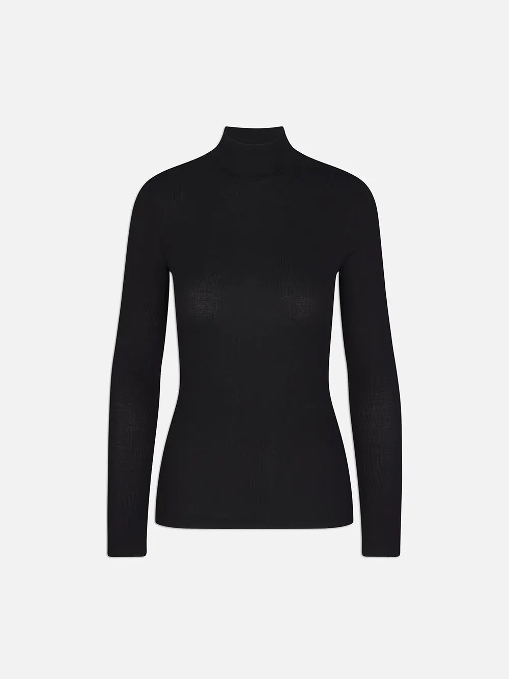 Rib Turtleneck  in  Black | Frame Denim