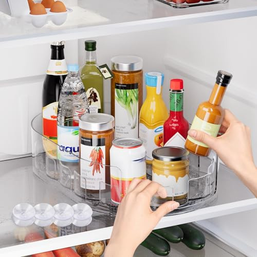 Onadak Lazy Susan Turntable Organiser for Fridge, 360°Rotating Spice Racks for Kitchen Cabinet, Fridge and Pantry Organizer, 33 X 7.5cmClear PET Revolving Condiment Holder﻿ | Amazon (US)