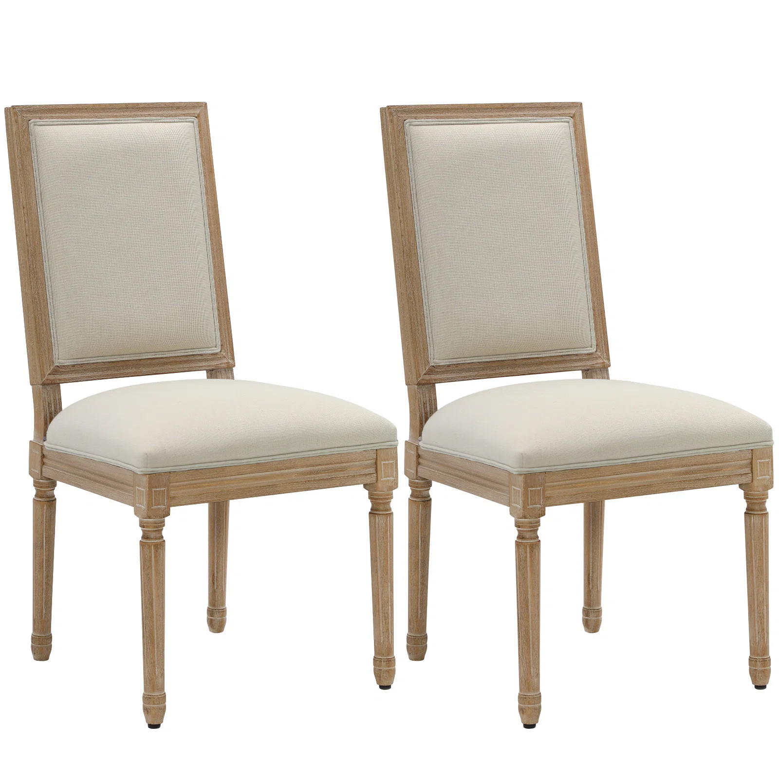 One Allium Way® French Country Dining Chairs - Upholstered Rectangular Side Chairs with Solid Wo... | Wayfair North America