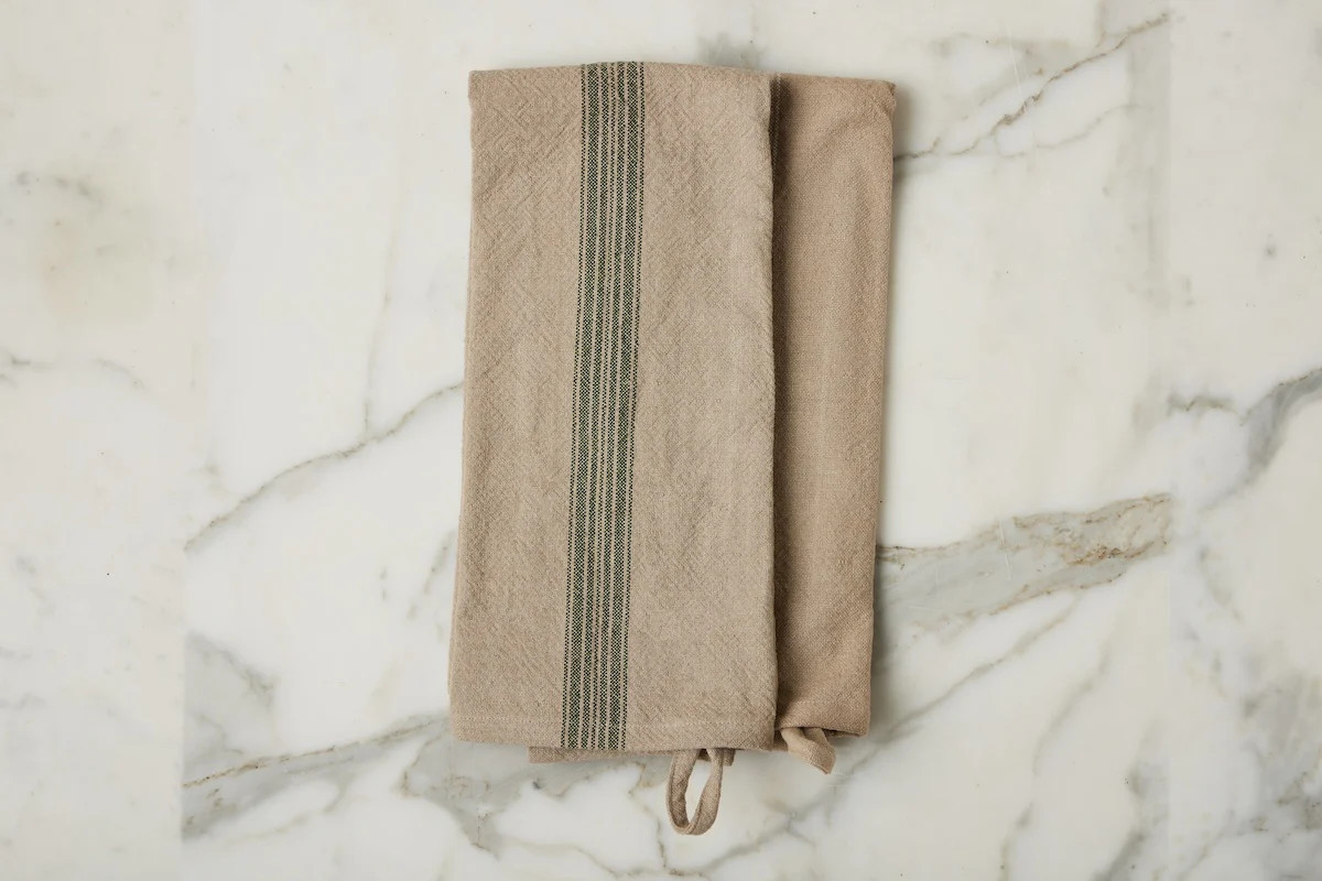 Kitchen Tea Towel, Vintage Spruce Green Stripe, Set of 2 | etúHOME