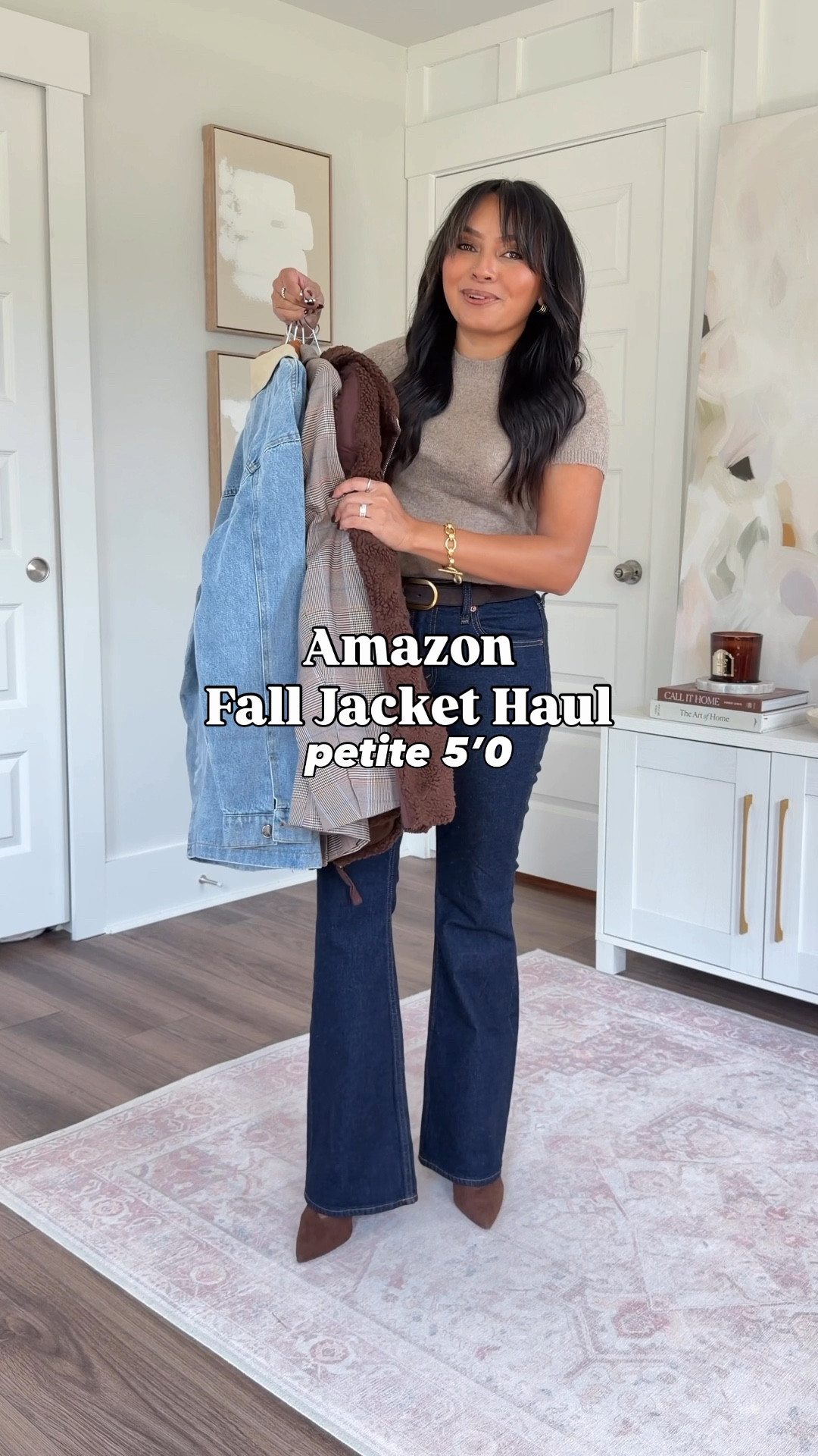 Amazon Fall Jackets!
For reference: I’m 5’0, 32b bra size, and 2/26 in bottoms, pear shaped. 
*Everything I share is unaltered! TTS means true to size.
Army green barn jacket size small TTS
Light brown sweater size xxs TTS
Mid rise bootcut jean in dark wash size 26 short TTS
Cowgirl boots size 5.5 TTs
Dark brown suede belt size 27-31” TTS
Plaid blazer size small TTS
Black sweater size xs petite TTS
Black jeans size 26 petite TTS
Black loafers size 5.5 TTS

Blue denim jacket with contrast collar size small TTS
Brown floral top size xs petite TTS
Brown iced espresso corduroy pants size 26 petite TTS
Dark brown boots size 5.5 TT

Deep brown sherpa jacket small TTS
Ivory sweater size xs TTS
Sequoia brown leggings size 6 25” - I size up two sizes for a comfortable waistband
Ugg platform boots size 5 TTS



Amazon fall jackets
Amazon fall fashion 2025
best Amazon jackets
affordable fall jackets
Amazon petite jackets
fall capsule wardrobe Amazon
cozy fall jackets
petite-friendly Amazon finds
Amazon outerwear haul
Amazon fashion jackets
Petite 5’0 Fashion
Casual fall outfits
Rachel Miranda Blog
Honeysweetpetite
Honey Sweet Petite




#LTKPetite #LTKSaleAlert #LTKFindsUnder50