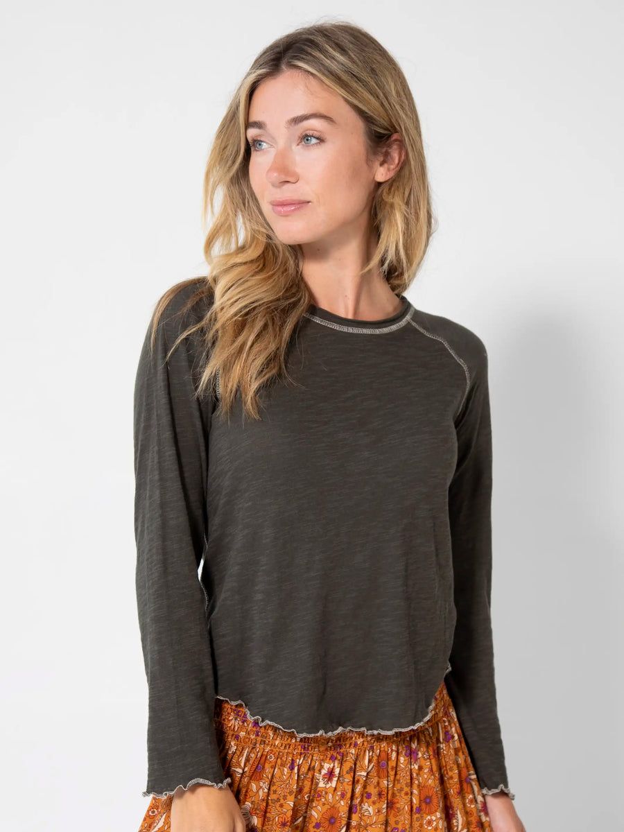 Lily Knit Long Sleeve Tee Shirt - Charcoal | Natural Life