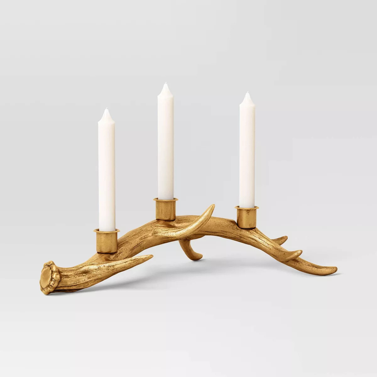 3.75"x11.5" Taper Metal Antler Christmas Sculpture Candle Holder Gold - Wondershop™ | Target