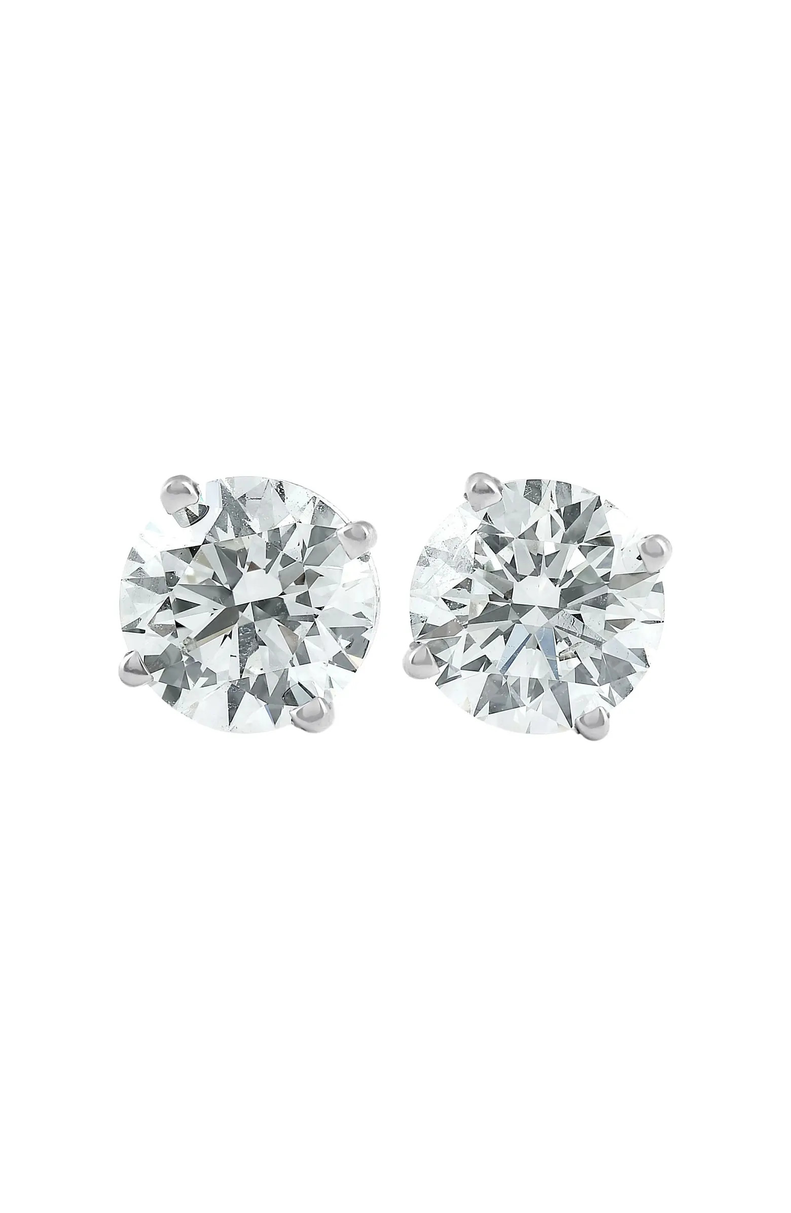 2 Ct TW Round Lab Grown Diamond Studs 14K Gold With Screw Backs | Nordstrom