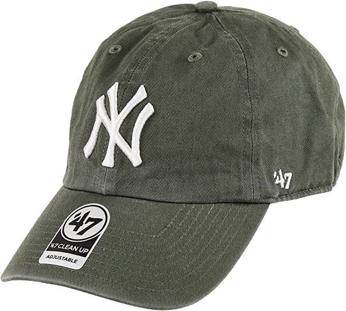 '47 Brand New York Yankees Clean Up Dad Hat Cap Strapback Moss (Olive) Green/White | Amazon (US)