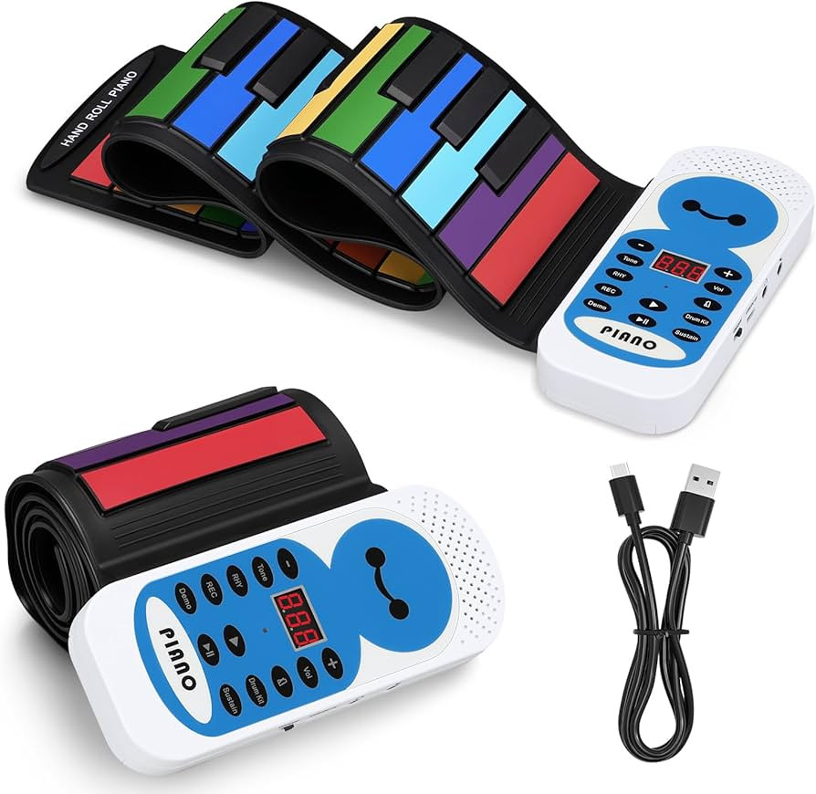 49 Keys Roll Up Keyboard Piano, Portable Digital Electric Foldable Piano with LED Display, Rechar... | Amazon (US)