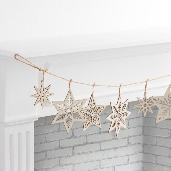 Natural Woodcut Star Garland | World Market