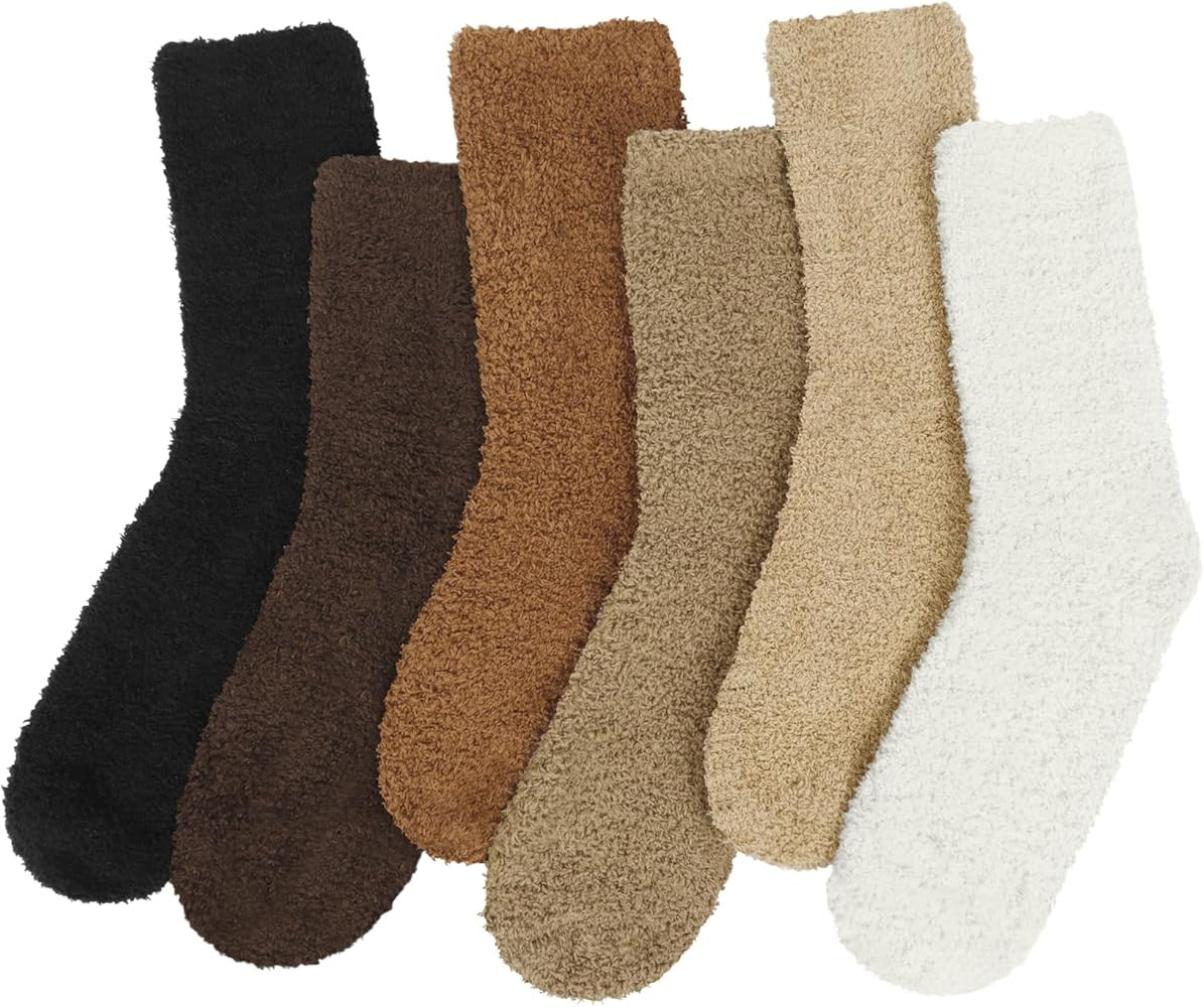 YSense 6 Pairs Women Fuzzy Fluffy Socks Cozy Slipper Socks Warm Soft Winter Plush Home Sleeping S... | Amazon (US)