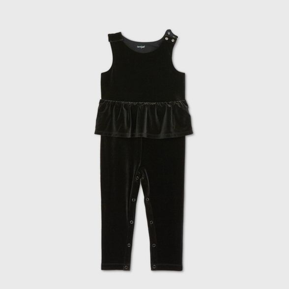 Toddler Girls' Adaptive Abdominal Access Velour Jumpsuit - Cat & Jack™ Black | Target