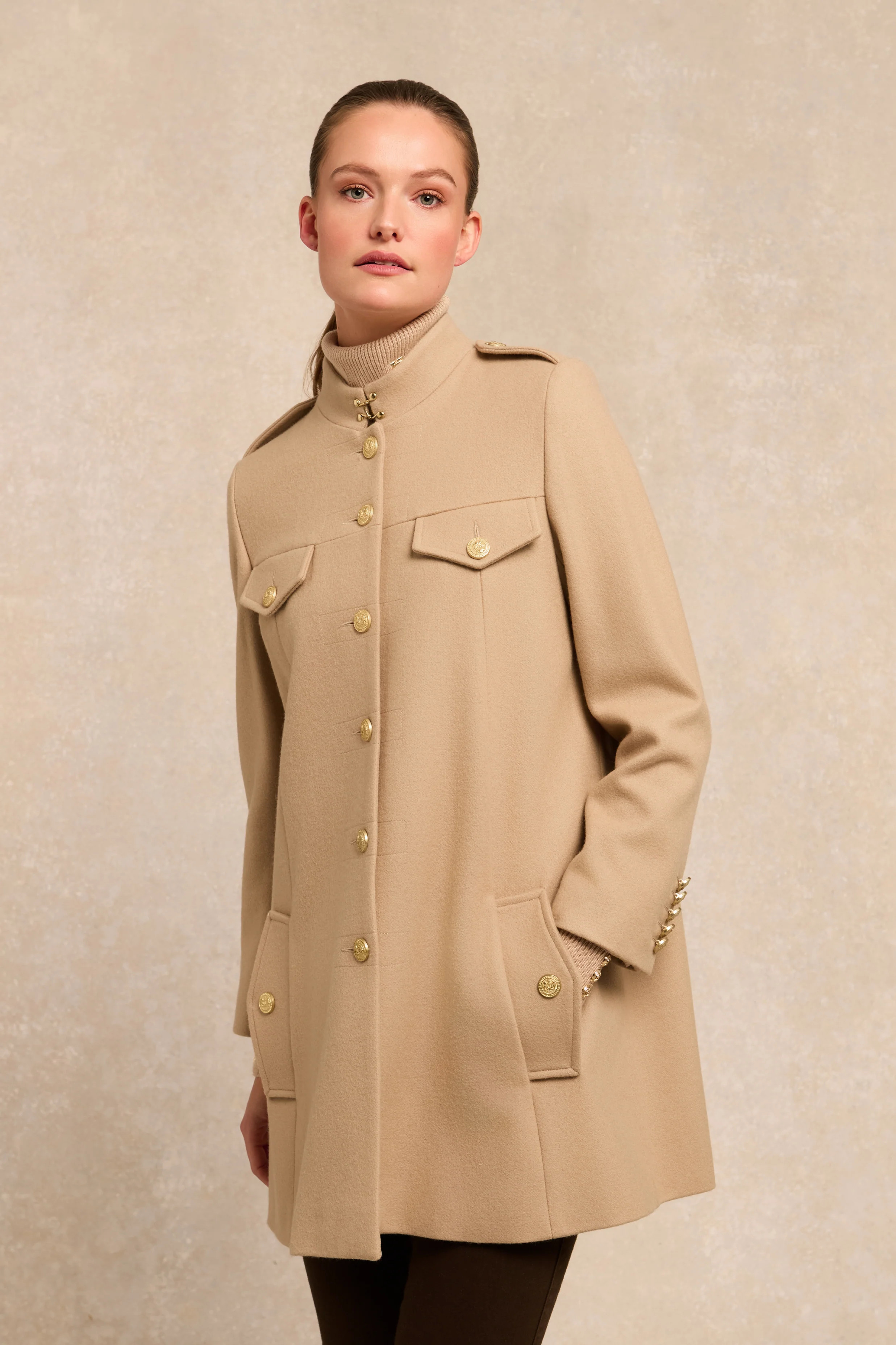 Highbury Cape Coat (Camel) | Holland Cooper
