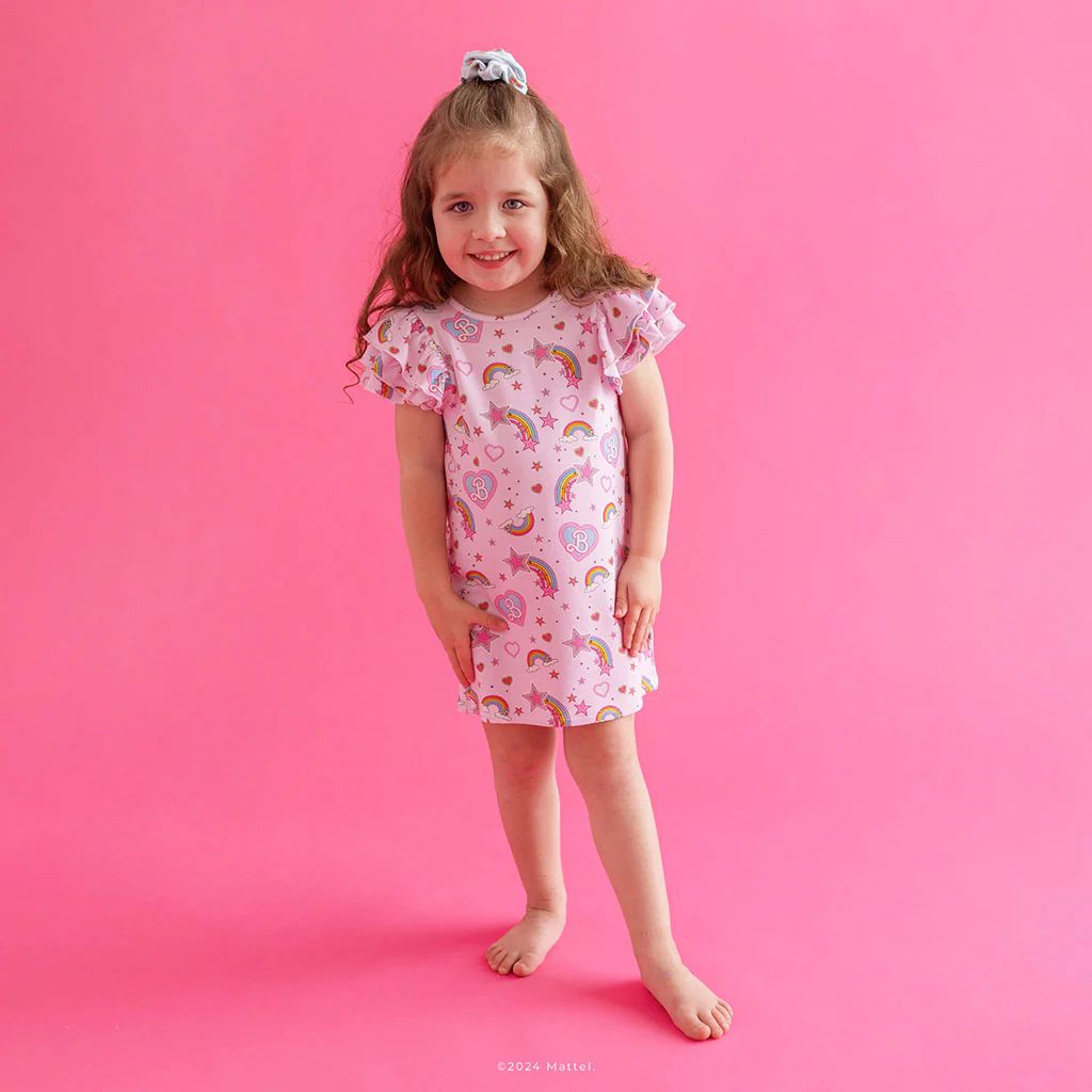 Pink Ruffled Sleeve Girl Shift Dress | Barbie™ Star Power | Posh Peanut