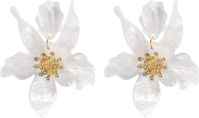 Boho Stud Earrings for Women - Chic Flower Statement Earrings with Gold Flower Bud, Great for Sis... | Amazon (US)