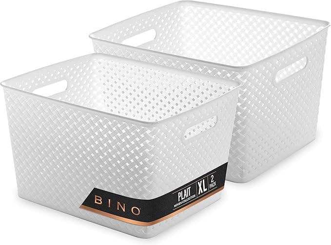 Bino | Plastic Storage Basket XL - Grey THE PLAIT COLLECTION Multi-Use Storage| Durable, Drawer &... | Amazon (US)