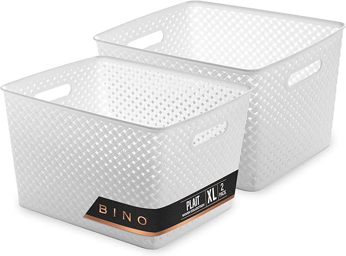 Bino | Plastic Storage Basket XL - Grey THE PLAIT COLLECTION Multi-Use Storage| Durable, Drawer &... | Amazon (US)