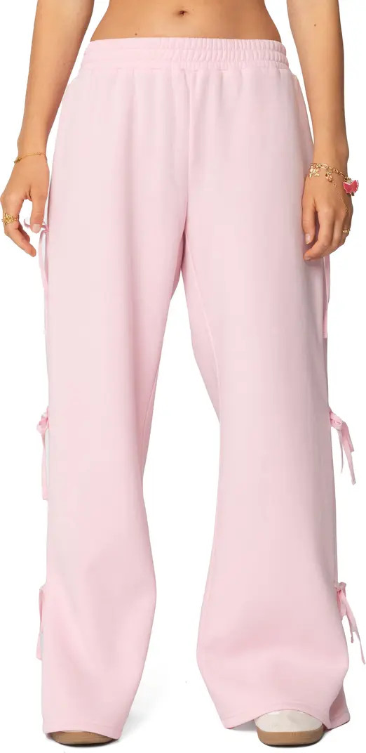 EDIKTED Claudette Bow Wide Leg Sweatpants | Nordstrom | Nordstrom