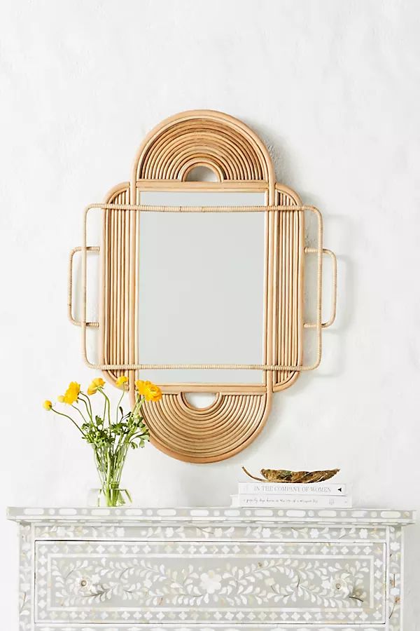 Sculpted Rattan Mirror By Anthropologie in White Size M | Anthropologie (US)