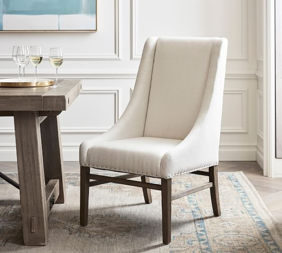 Milan Slope Upholstered Dining Armchair | Pottery Barn (US)