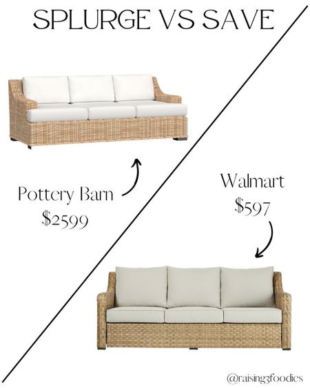 Save vs splurge outdoor couch. I love the Pottery Barn couch but the Walmart is a great dupe! 

#LTKSeasonal #LTKhome #LTKFind