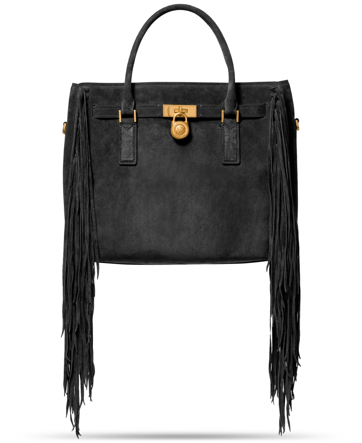 Michael Kors Hamilton Moderne Large Suede Satchel - Black | Macy's