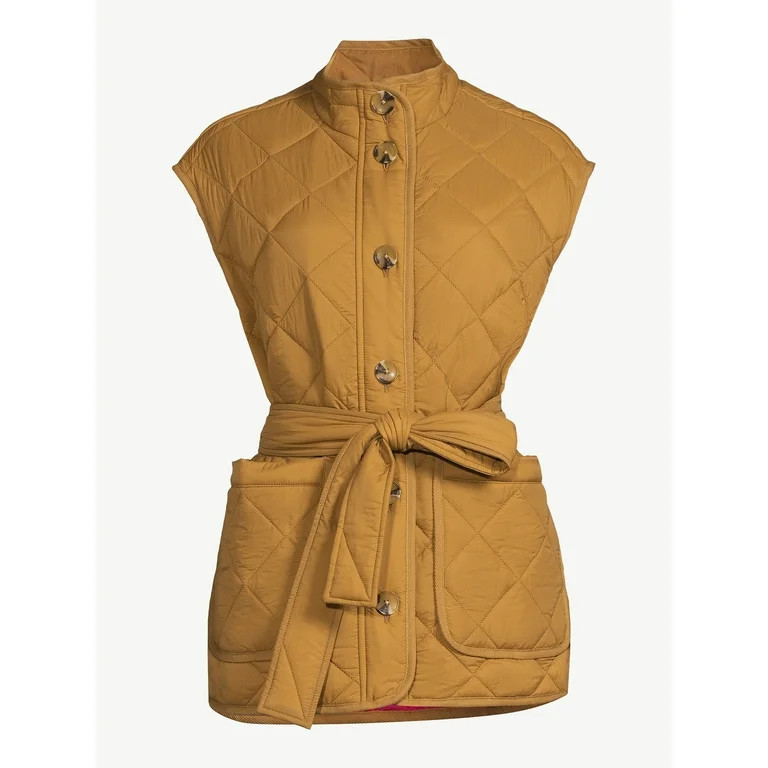 Free Assembly Women's Quilted Vest with Belt, Sizes XS-XXL | Walmart (US)