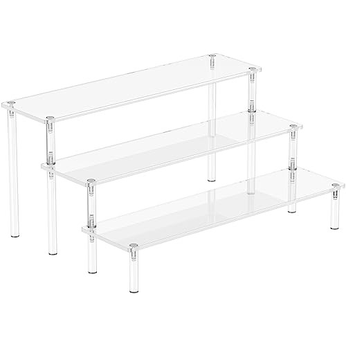 Acrylic Display Risers, 3 Tier Perfume Organizer Stand, Clear Cupcake Stand Holder, Large Shelf R... | Amazon (US)