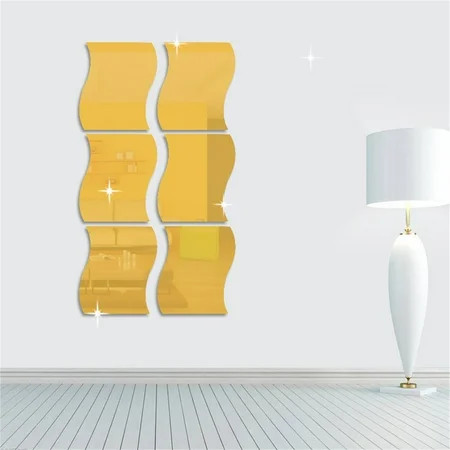EGNMCR Room Decor 6 Pcs Wavy Mirror Wall Stickers Full Length 3D Mirror Home Decor Acrylic Mirror Pl | Walmart (US)