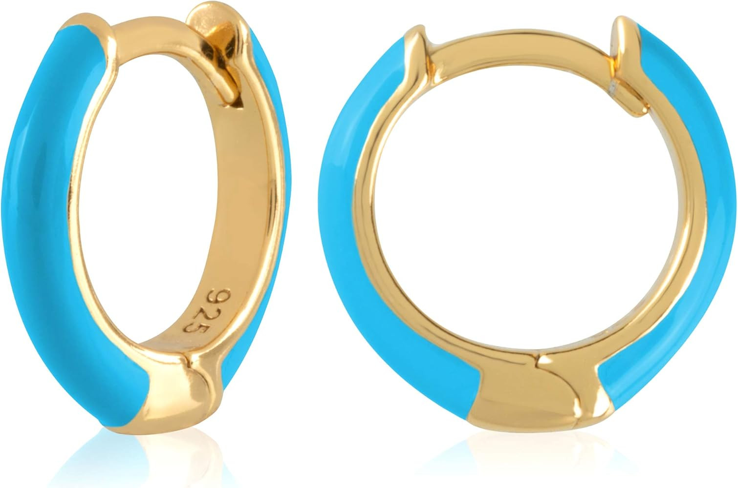 14K Gold Plated Sterling Silver Enamel Color Huggie Hoop Earrings for Women – Wide Range of Vib... | Amazon (US)
