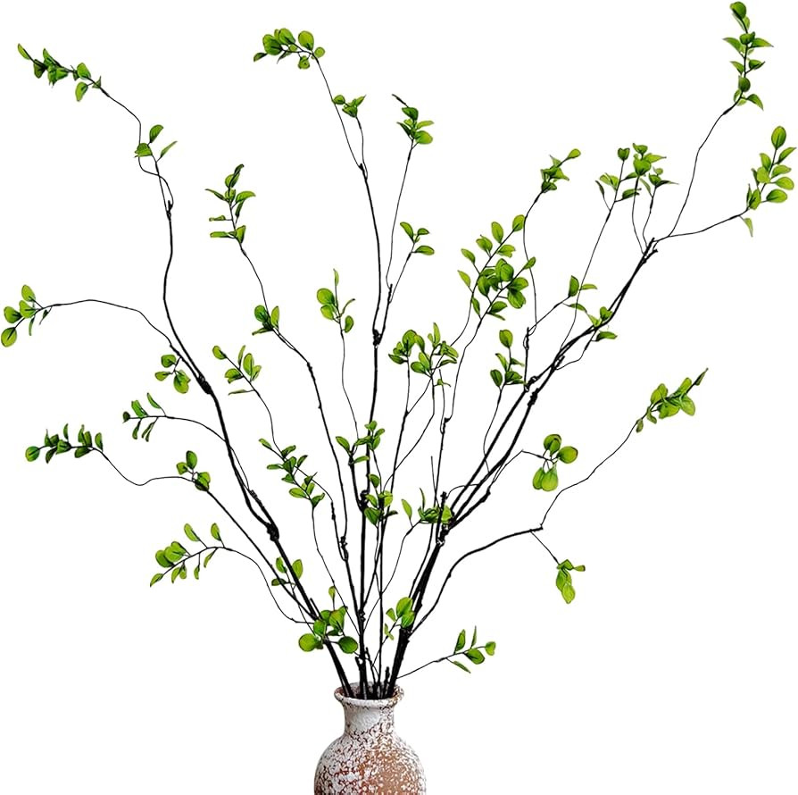 4 Pcs Artificial Ficus Branches Faux Eucalyptus Stems, 47.2 Inch Fake Greenery Stems Artificial P... | Amazon (US)