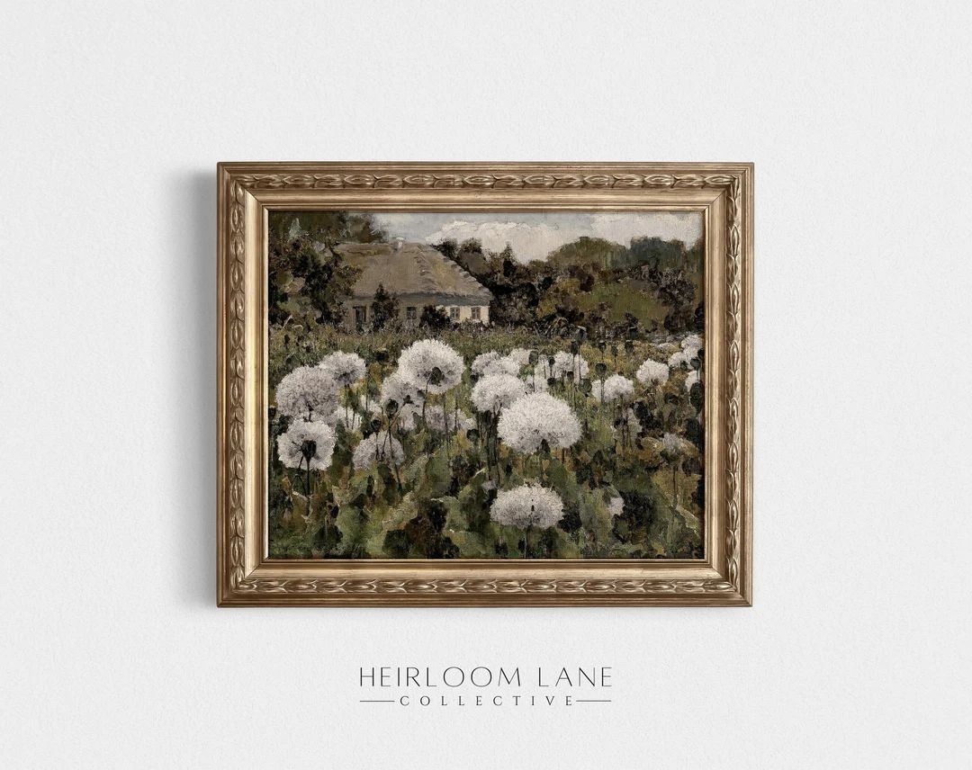 Vintage Hydrangea Field Print Digital Download | Spring Floral Artwork | Country Cottage Art | Vi... | Etsy (US)