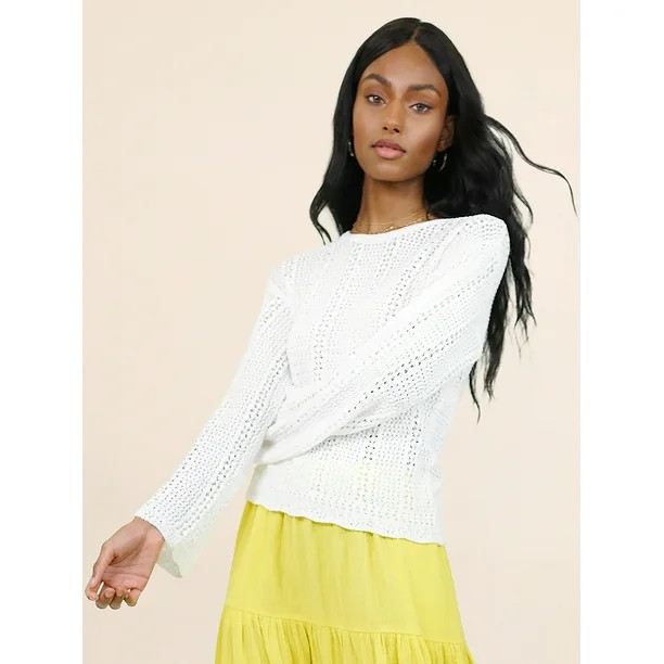 Scoop Women’s Long Sleeve Crewneck Pullover Sweater | Walmart (US)