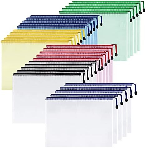 SUNEE Plastic Mesh Zipper Pouch 10x14 in (6 Colors, 30 Packs),Extra Large Water-Resistant Zip Bag... | Amazon (US)