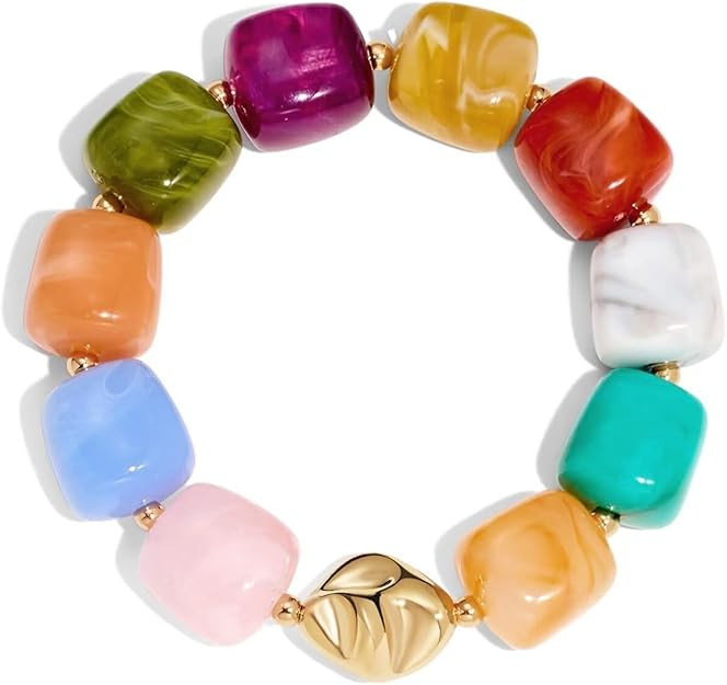 Large Colorful Beaded Bracelets for Women Chunky Boho Statement Bracelets Resin Beads Bracelets S... | Amazon (US)