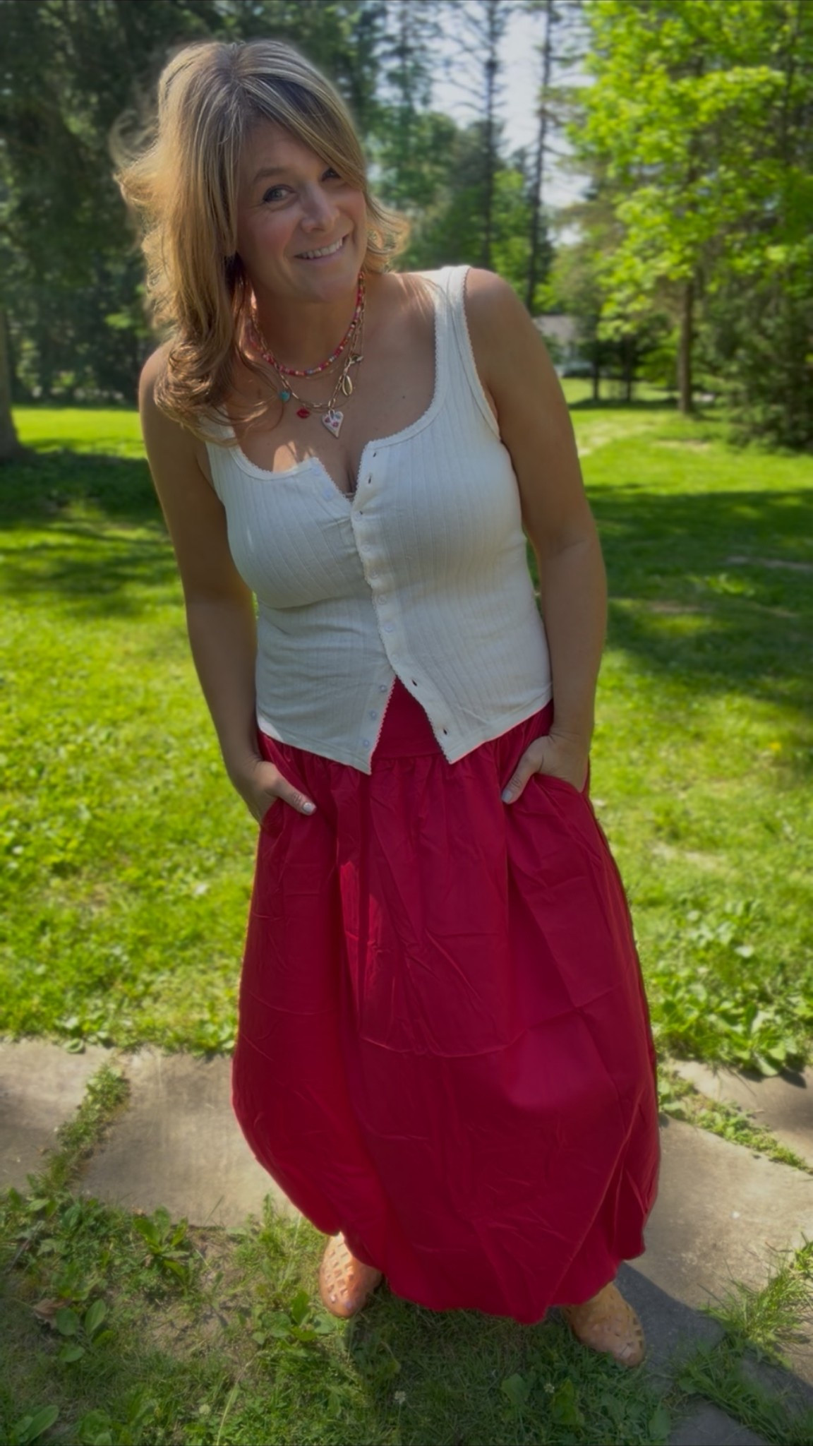 ￼ Had to give this outfit another moment because I simply can’t get over it ❤️ The bubble hem skirt is the star of the show—so flattering, so fun, and it has the perfect amount of volume without feeling over the top. Paired with this easy tank, it’s one of those outfits that makes you feel instantly put together. If you missed it the first time, consider this your sign to add this skirt to your cart! ✨ #LTKStyle #LTKFashion #SummerStyle #BubbleHemSkirt #OOTD

#LTKMidsize #LTKOver40 #LTKTall