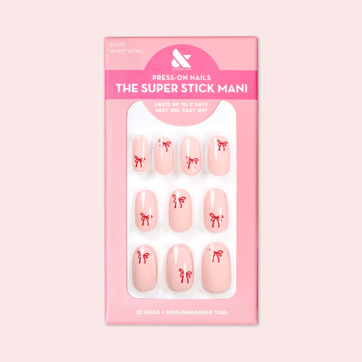 Vampy Bows | Short | Round - Tab Press-On | Olive & June