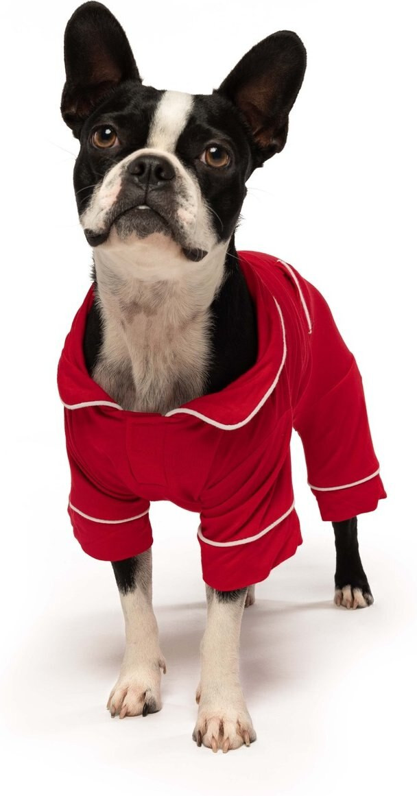 fabdog Solid Super Soft Modal Dog Pajamas, Red, 8-in | Chewy.com