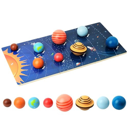 Wooden Solar System Model Board, Montessori Toys Planets Puzzle Science STEM Space Learning for Kids 4-8 with 3D Planets Models, Prechool Educational Gift for Boys Girls | Amazon (US)