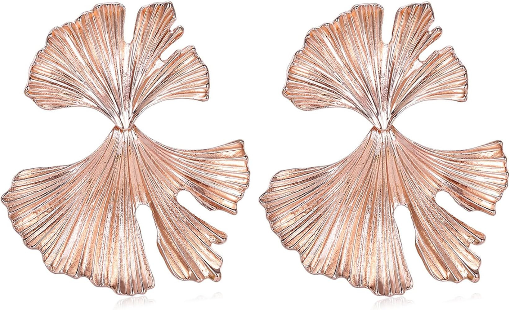 Ginkgo Leaf Flower Earrings, Gold Geometric Statement Earring, Big Fashion Design Boho Drop Dangl... | Amazon (US)