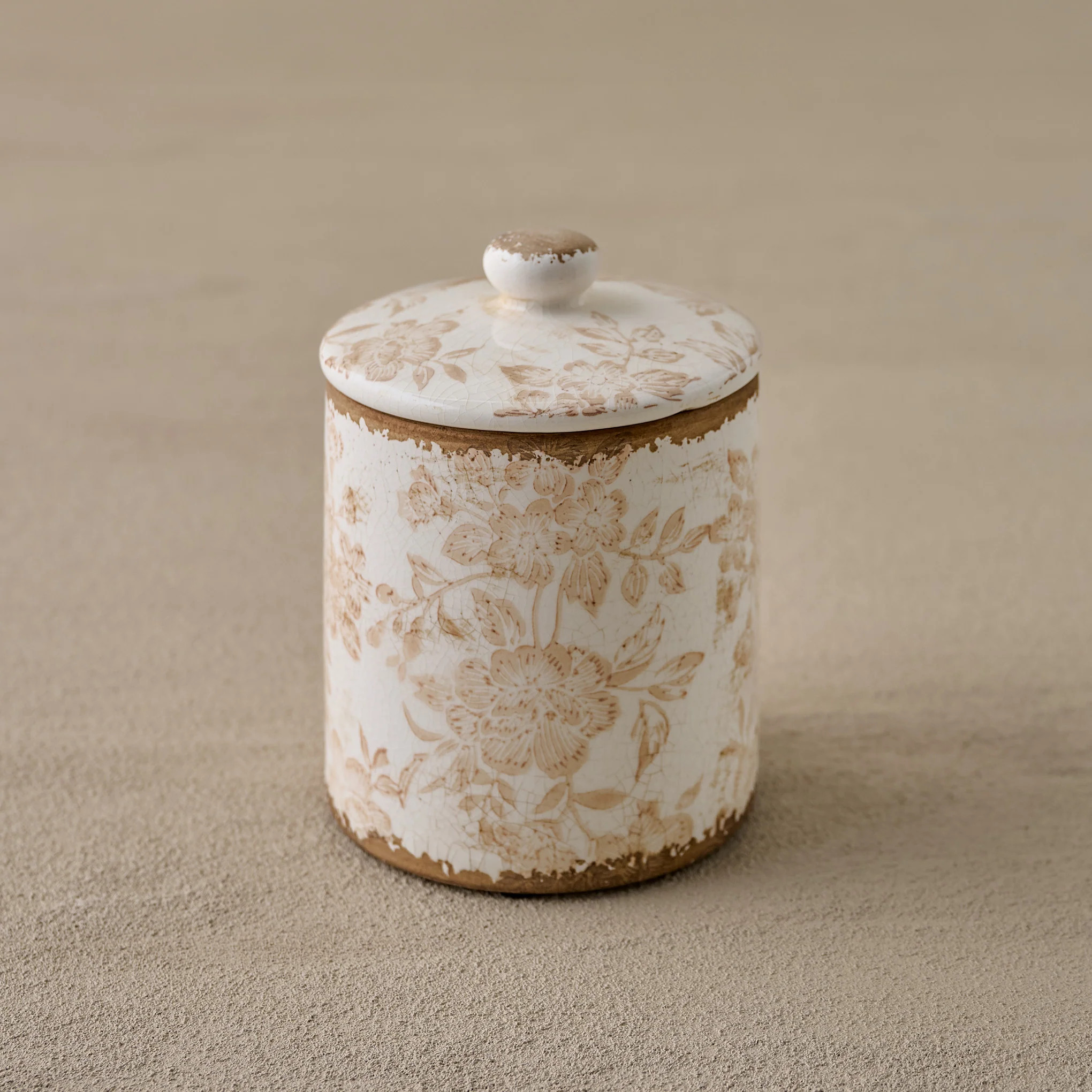 Brown and White Distressed Canister | Magnolia