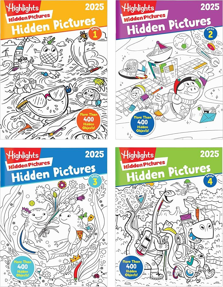 Highlights Hidden Pictures 2025 Activity Books for Kids Ages 6 and Up, 4-Book Set of Travel-Frien... | Amazon (US)