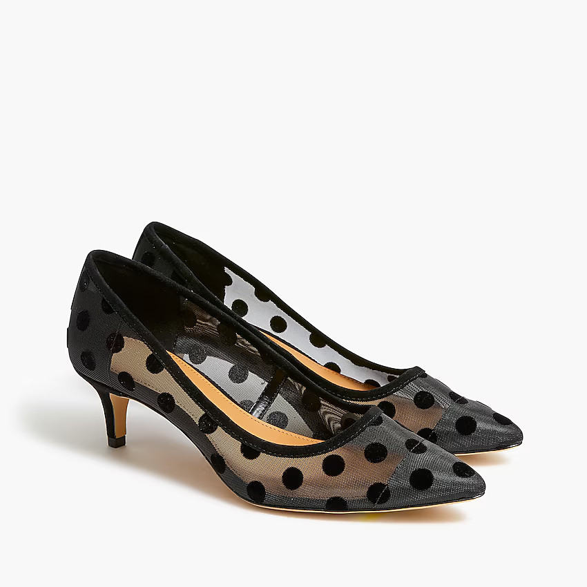 Esme mesh polka-dot kitten heels | J.Crew Factory