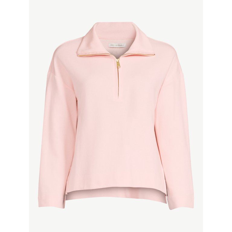 Free Assembly Women's Zip Front Mock Neck Top with Long Sleeves | Walmart (US)