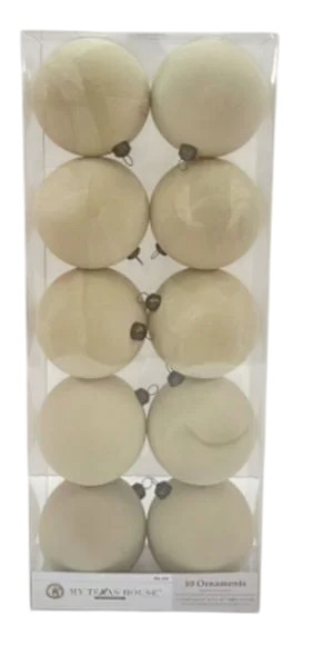 10 Count Tan Flocked Christmas Ornaments, 4.3 in, by My Texas House | Walmart (US)