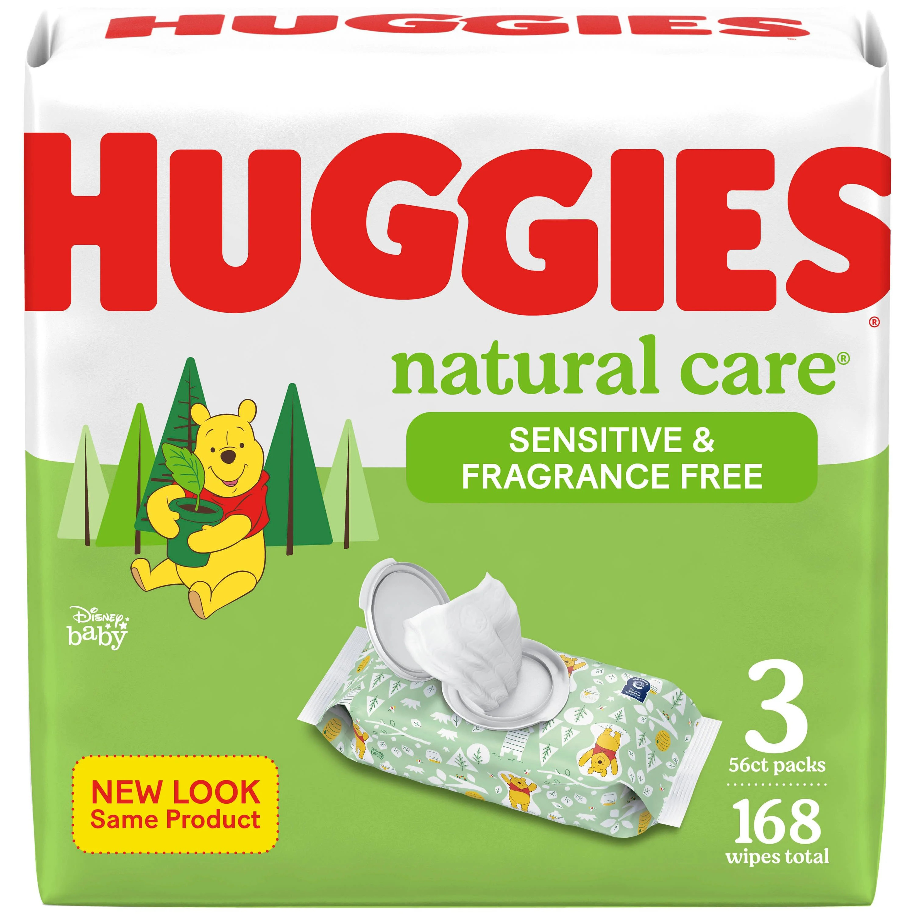 Huggies Natural Care Sensitive Baby Wipes, Unscented, 3 Flip-Top Packs (168 Wipes Total) - Walmar... | Walmart (US)