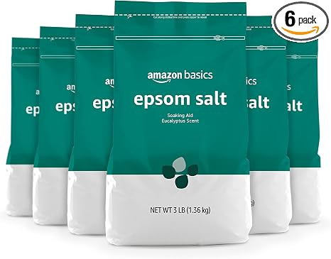 Amazon Basics Epsom Salt Soaking Aid, Eucalyptus Scented, 3 Pound (Pack of 6) (Previously Solimo) | Amazon (US)